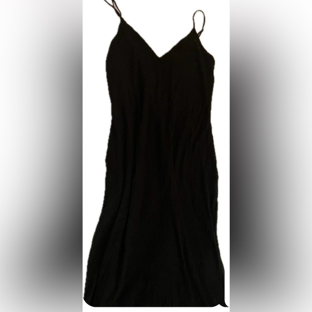 Express | Small slimming Black Ribbed Little Black Dress with adjustable straps